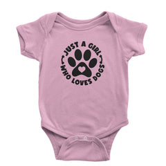 Dogs Just A Girl Who Loves DOGS Infant One-Piece Romper Bodysuit dog, puppy, rescue by Expression Tees