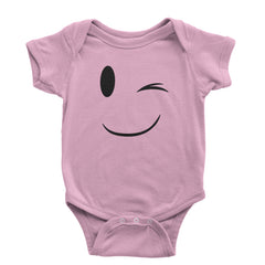 Emoticon Winking Smile Face Infant One-Piece Romper Bodysuit cosplay, costume, dress, emoji, emote, face, halloween, smiley, up, yellow by Expression Tees