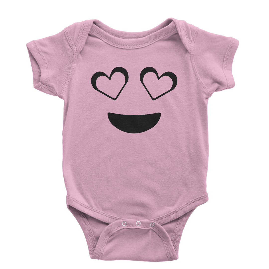 Emoticon Heart Eyes Smile Face Infant One-Piece Romper Bodysuit and Toddler T-shirt cosplay, costume, dress, emoji, emote, face, halloween, Smile, up, yellow by Expression Tees