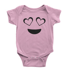 Emoticon Heart Eyes Smile Face Infant One-Piece Romper Bodysuit and Toddler T-shirt cosplay, costume, dress, emoji, emote, face, halloween, Smile, up, yellow by Expression Tees