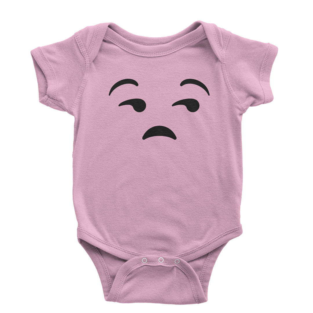 Emoticon Whatever Smile Face Infant One-Piece Romper Bodysuit cosplay, costume, dress, emoji, emote, face, halloween, smiley, up, yellow by Expression Tees