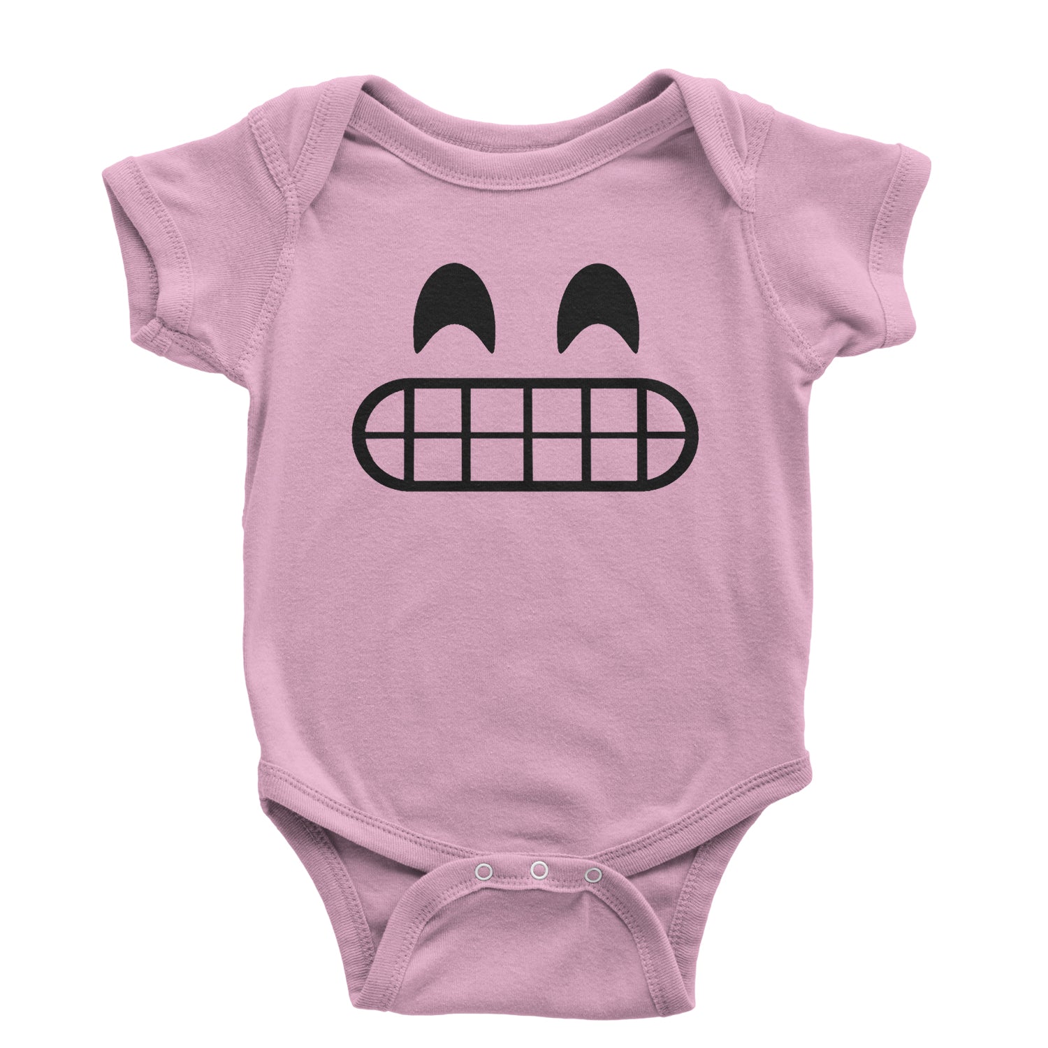 Emoticon Grinning Smile Face Infant One-Piece Romper Bodysuit cosplay, costume, dress, emoji, emote, face, halloween, smiley, up, yellow by Expression Tees