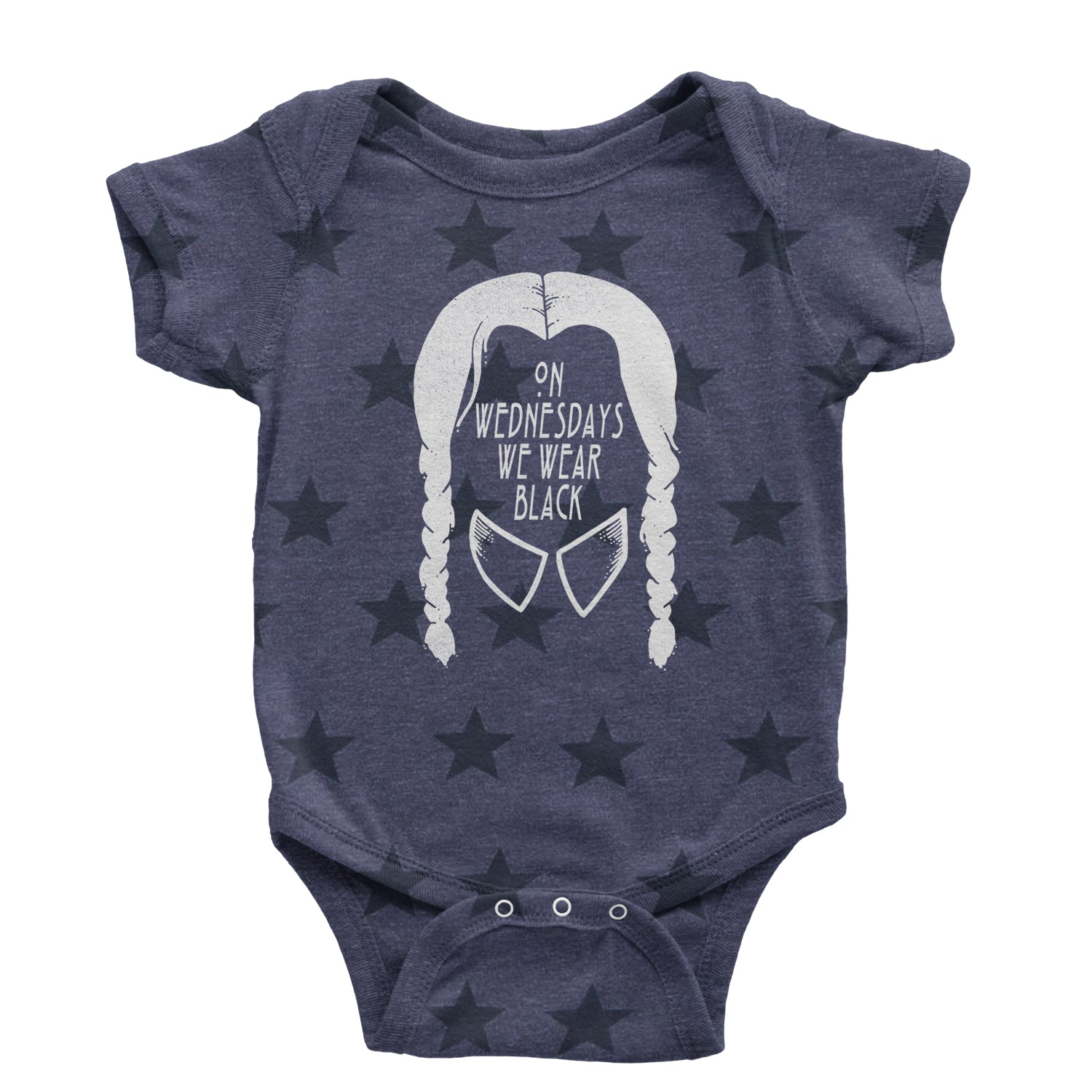 On Wednesdays, We Wear Black Infant One-Piece Romper Bodysuit and Toddler T-shirt addams, family, gomez, morticia, pugsly, ricci, Wednesday by Expression Tees