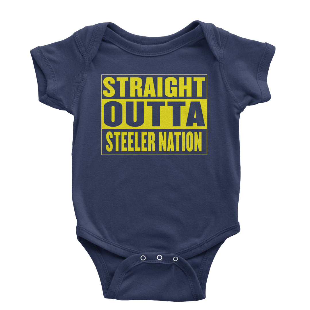 Straight Outta Steeler Nation Football  Infant One-Piece Romper Bodysuit or Toddler T-shirt