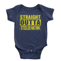 Straight Outta Steeler Nation Football  Infant One-Piece Romper Bodysuit or Toddler T-shirt