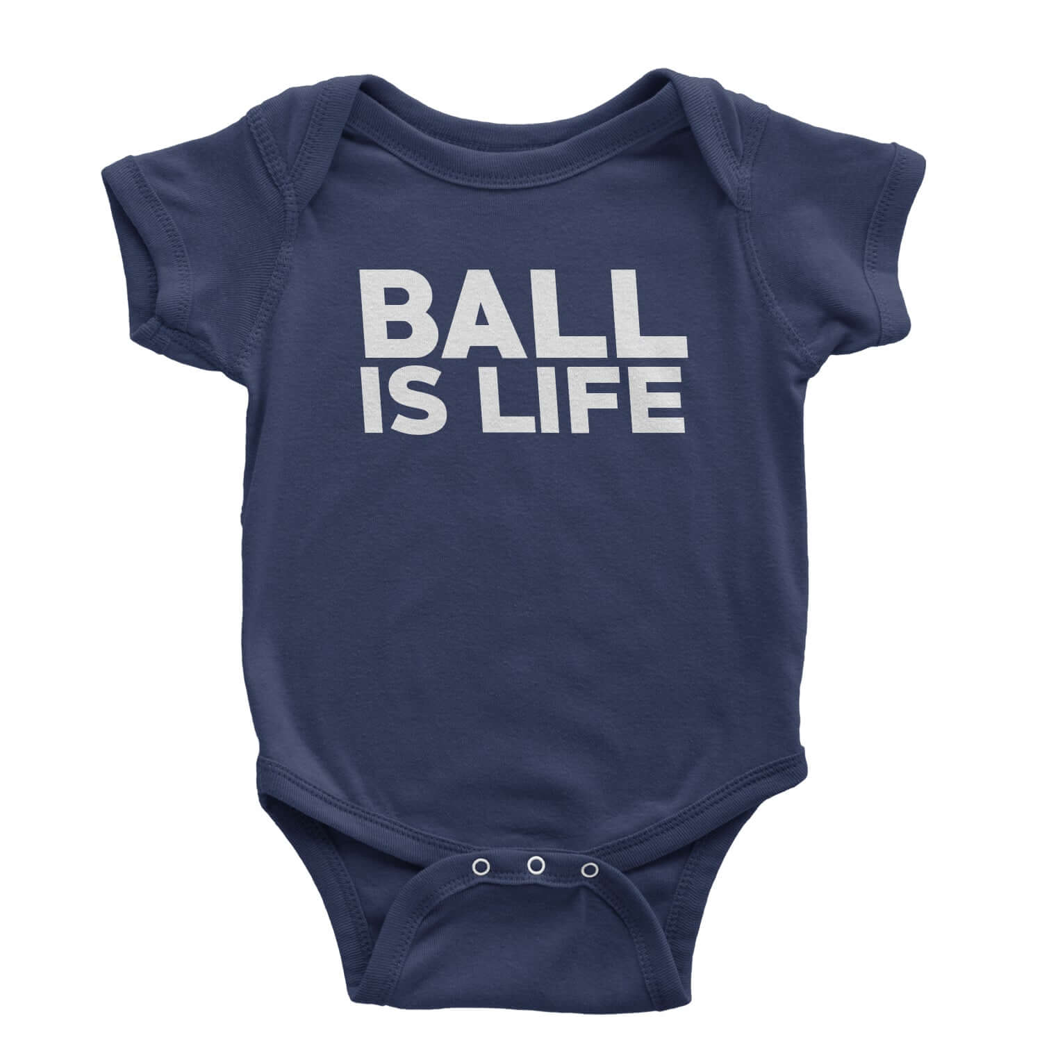 Ball Is Life Infant One-Piece Romper Bodysuit baseball, basketball, football by Expression Tees