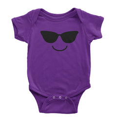 Emoticon Sunglasses Smile Face Infant One-Piece Romper Bodysuit cosplay, costume, dress, emoji, emote, face, halloween, smiley, up, yellow by Expression Tees