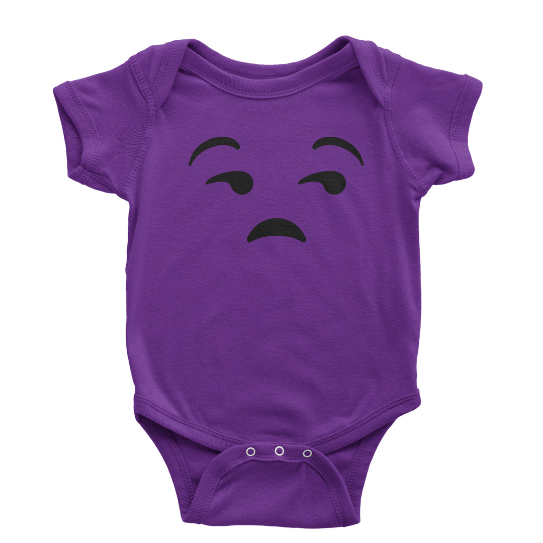 Emoticon Whatever Smile Face Infant One-Piece Romper Bodysuit cosplay, costume, dress, emoji, emote, face, halloween, smiley, up, yellow by Expression Tees