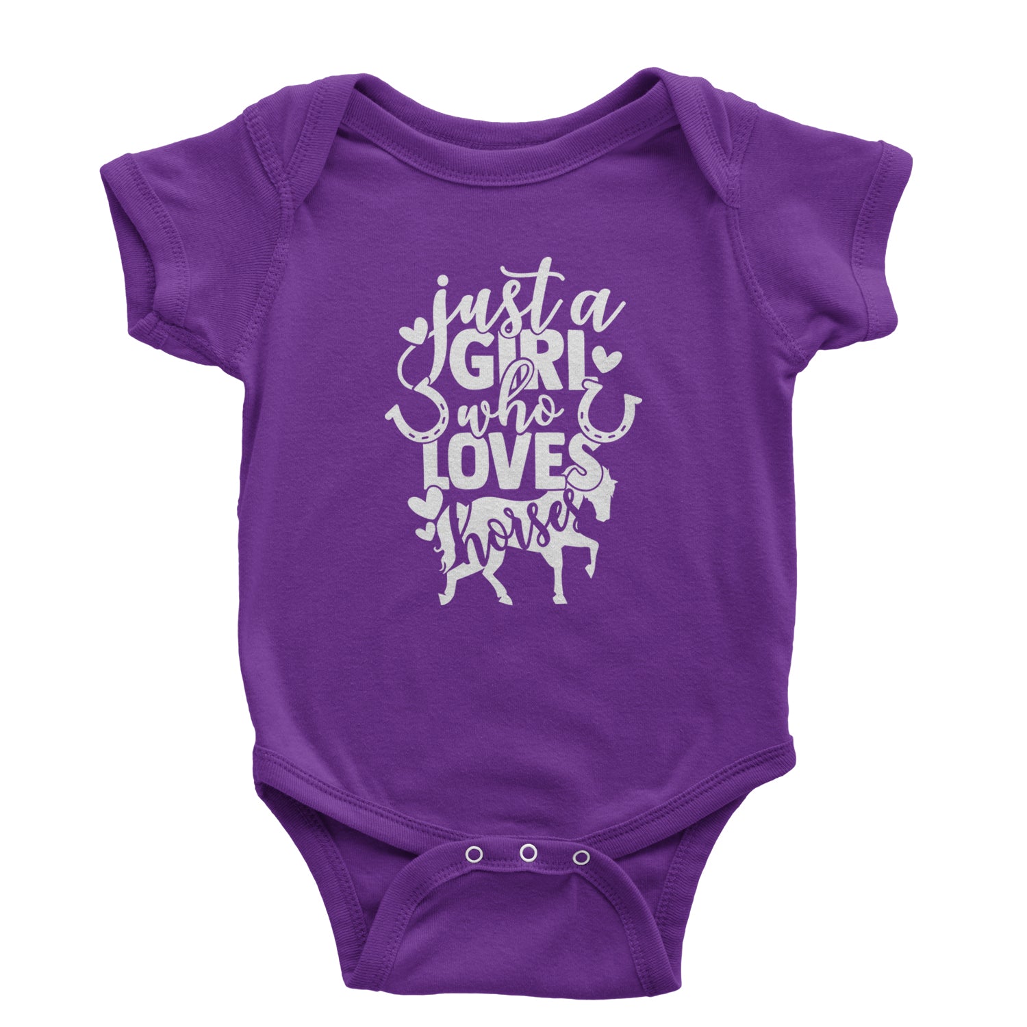 Just A Girl Who Loves Horses Infant One-Piece Romper Bodysuit and Toddler T-shirt equestrian, equine, horse, horses, horseshoe, ponies, pony, shoe by Expression Tees