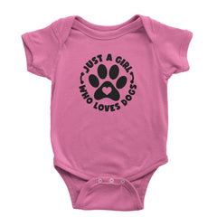 Dogs Just A Girl Who Loves DOGS Infant One-Piece Romper Bodysuit dog, puppy, rescue by Expression Tees