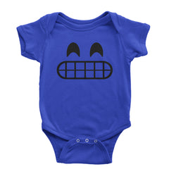 Emoticon Grinning Smile Face Infant One-Piece Romper Bodysuit cosplay, costume, dress, emoji, emote, face, halloween, smiley, up, yellow by Expression Tees