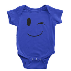 Emoticon Winking Smile Face Infant One-Piece Romper Bodysuit cosplay, costume, dress, emoji, emote, face, halloween, smiley, up, yellow by Expression Tees
