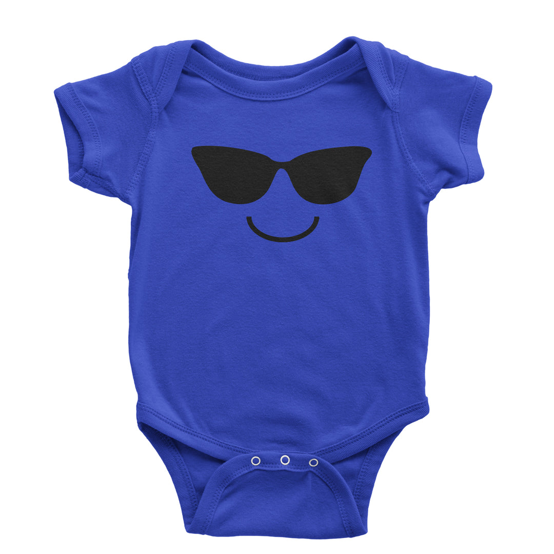Emoticon Sunglasses Smile Face Infant One-Piece Romper Bodysuit cosplay, costume, dress, emoji, emote, face, halloween, smiley, up, yellow by Expression Tees