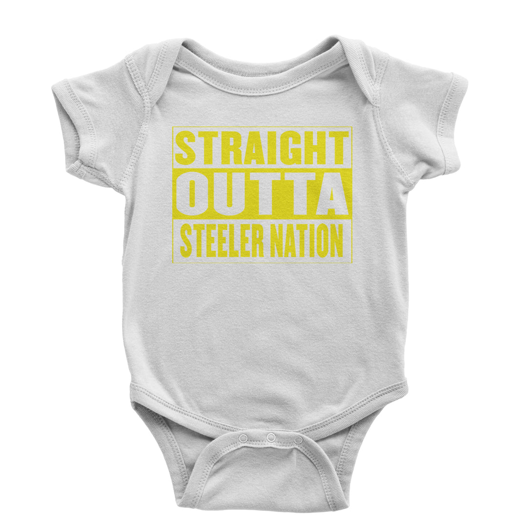 Straight Outta Steeler Nation Football  Infant One-Piece Romper Bodysuit or Toddler T-shirt