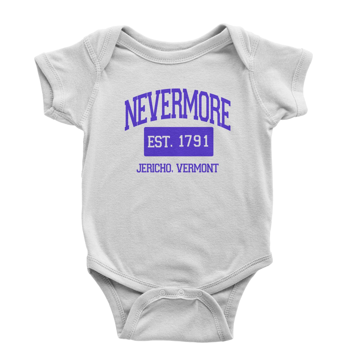 Nevermore Academy Wednesday Infant One-Piece Romper Bodysuit and Toddler T-shirt addams, family, gomez, morticia, pugsly, ricci, Wednesday by Expression Tees