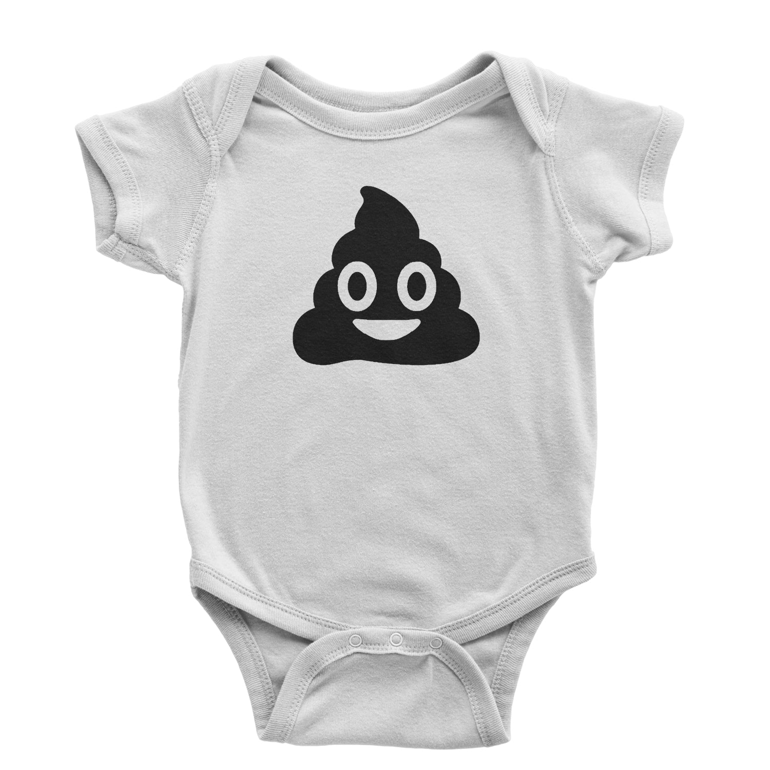 Emoticon Poop Face Smile Face Infant One-Piece Romper Bodysuit cosplay, costume, dress, emoji, emote, face, halloween, smiley, up, yellow by Expression Tees