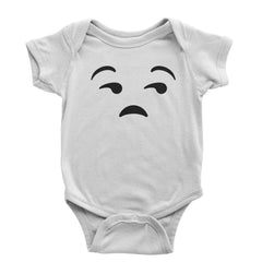 Emoticon Whatever Smile Face Infant One-Piece Romper Bodysuit cosplay, costume, dress, emoji, emote, face, halloween, smiley, up, yellow by Expression Tees