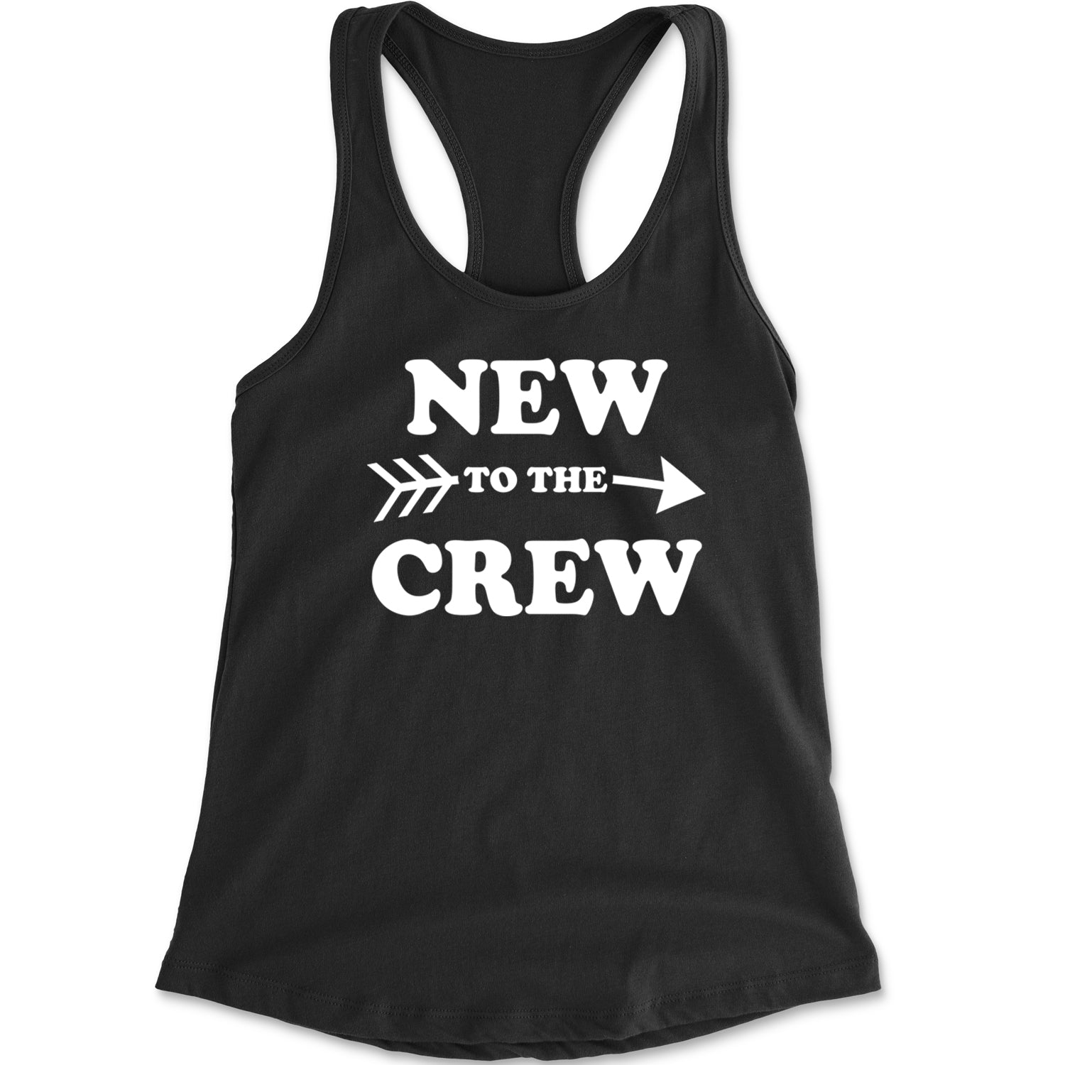 New To The Crew Racerback Tank Top for Women announcement, baby, cousin, gender, newborn, reveal, toddler by Expression Tees