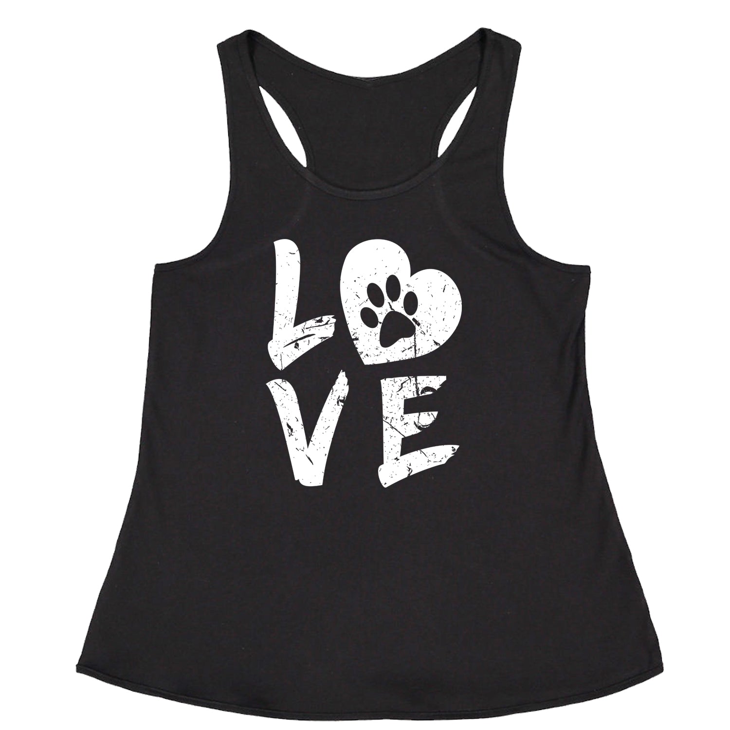 I Love My Dog Paw Print Racerback Tank Top for Women dog, doggie, heart, love, lover, paw, print, puppy by Expression Tees