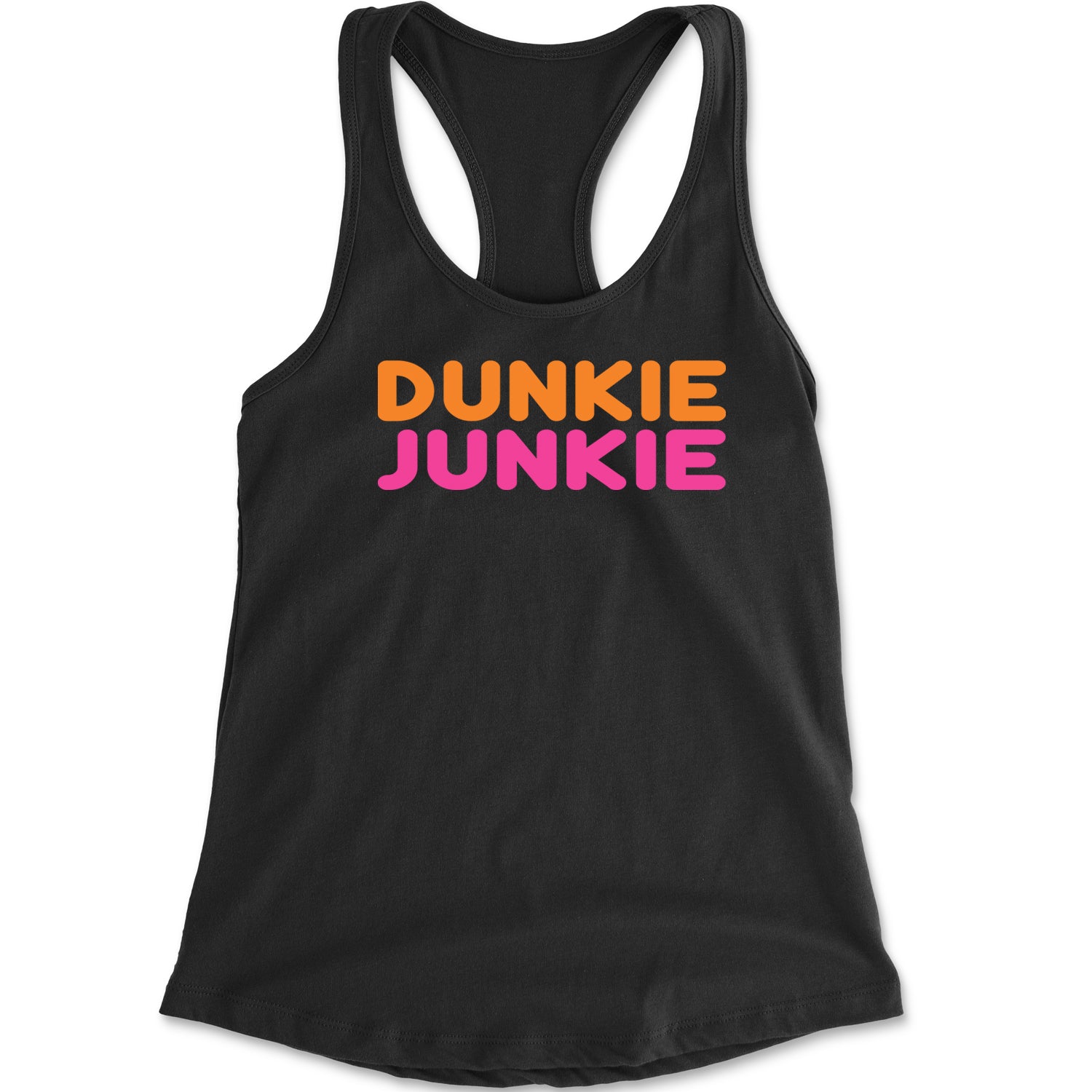 Dunkie Junkie Racerback Tank Top for Women addict, capuccino, coffee, dd, dnkn, dunkin, dunking, latte by Expression Tees