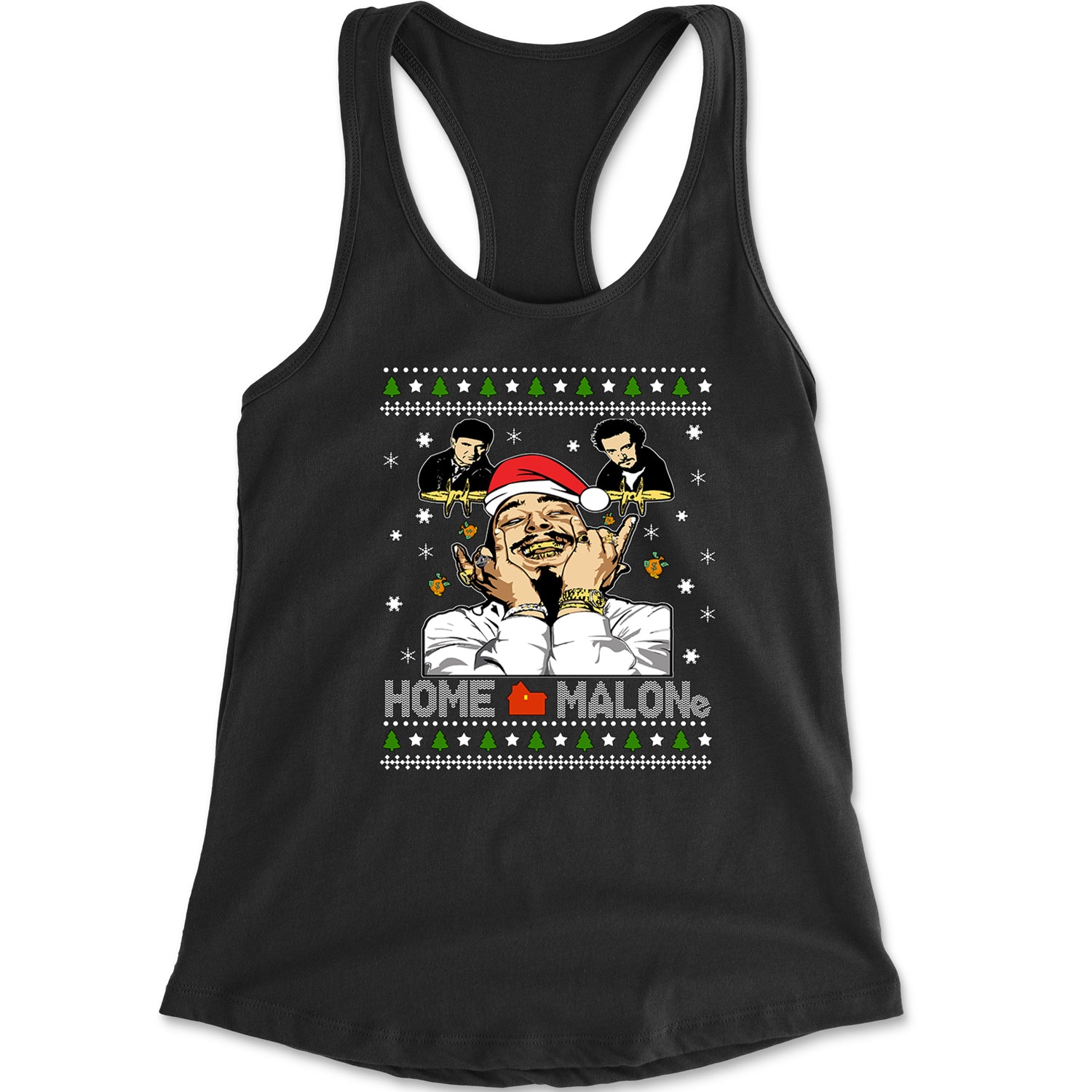 Home Malone Ugly Christmas Racerback Tank Top for Women alone, caulkin, home, malone, mcauley, post by Expression Tees