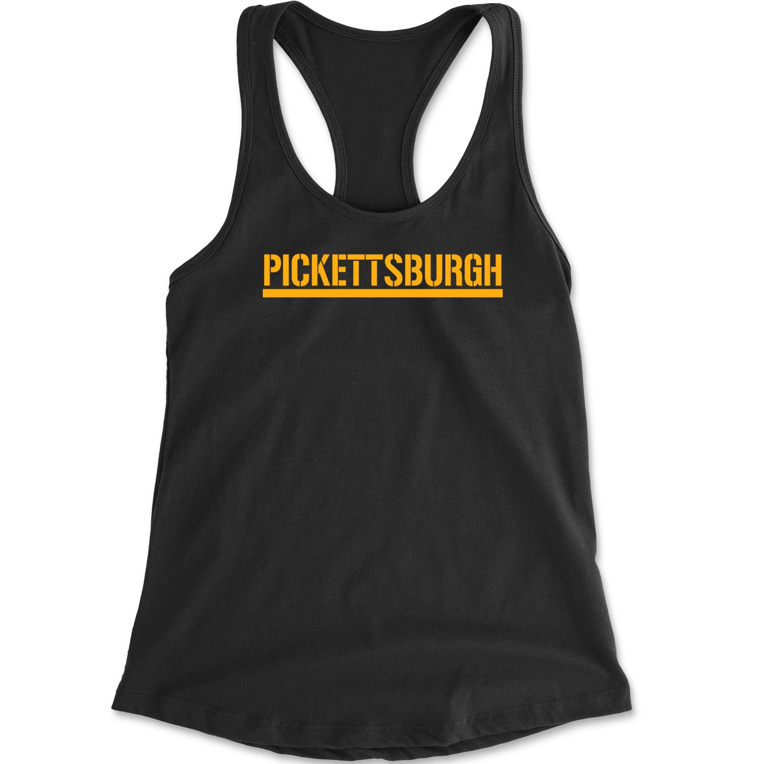 Pickettsburgh Pittsburgh Football Racerback Tank Top for Women apparel, city, clothing, curtain, football, iron, jersey, nation, pennsylvania, steel, steeler by Expression Tees