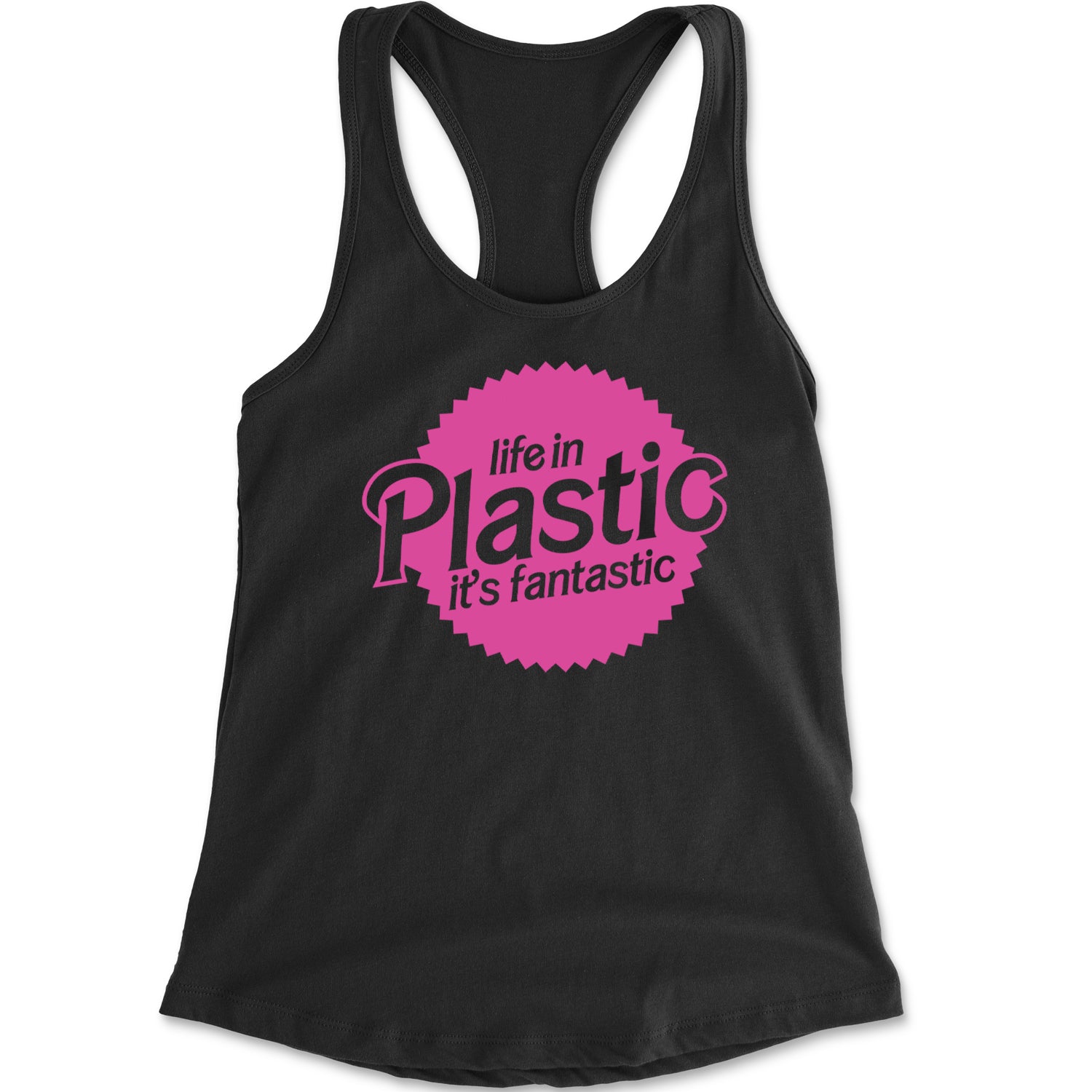 Life In Plastic It's Fantastic Barbenheimer Racerback Tank Top for Women