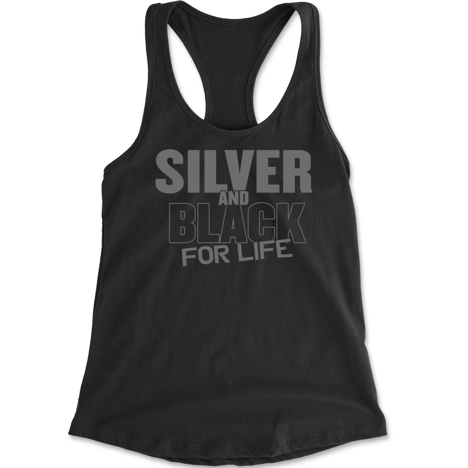 Silver And Black For Life Football Fan Racerback Tank Top for Women