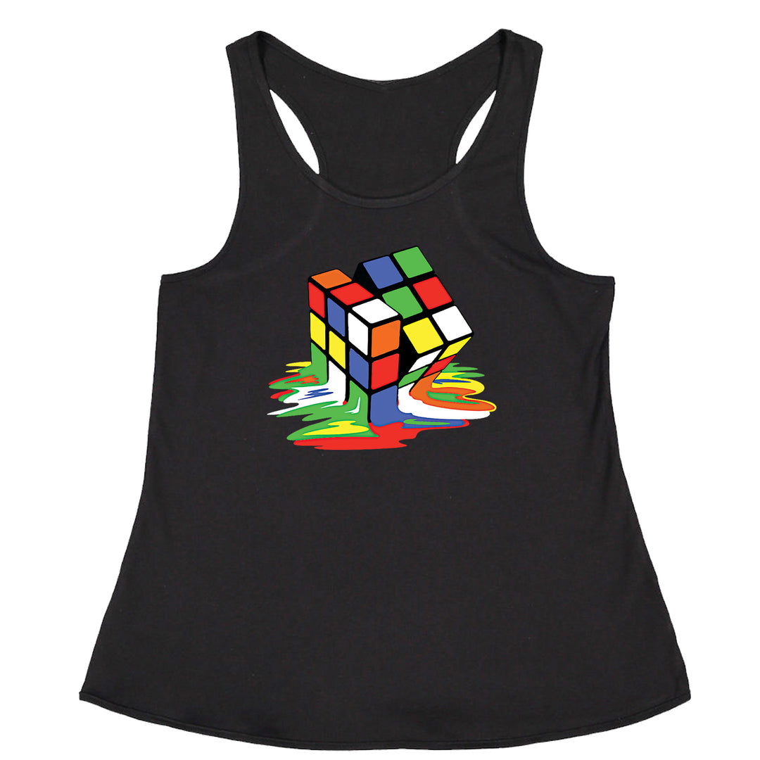 Melting Multi-Colored Cube Racerback Tank Top for Women gamer, gaming, nerd, shirt by Expression Tees