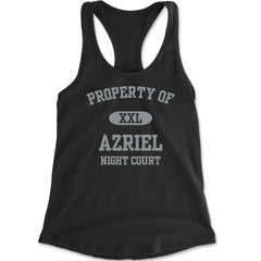 Property Of Azriel varsity typography with XXL badge and Night Court text on Women's Lightweight Racerback Tank