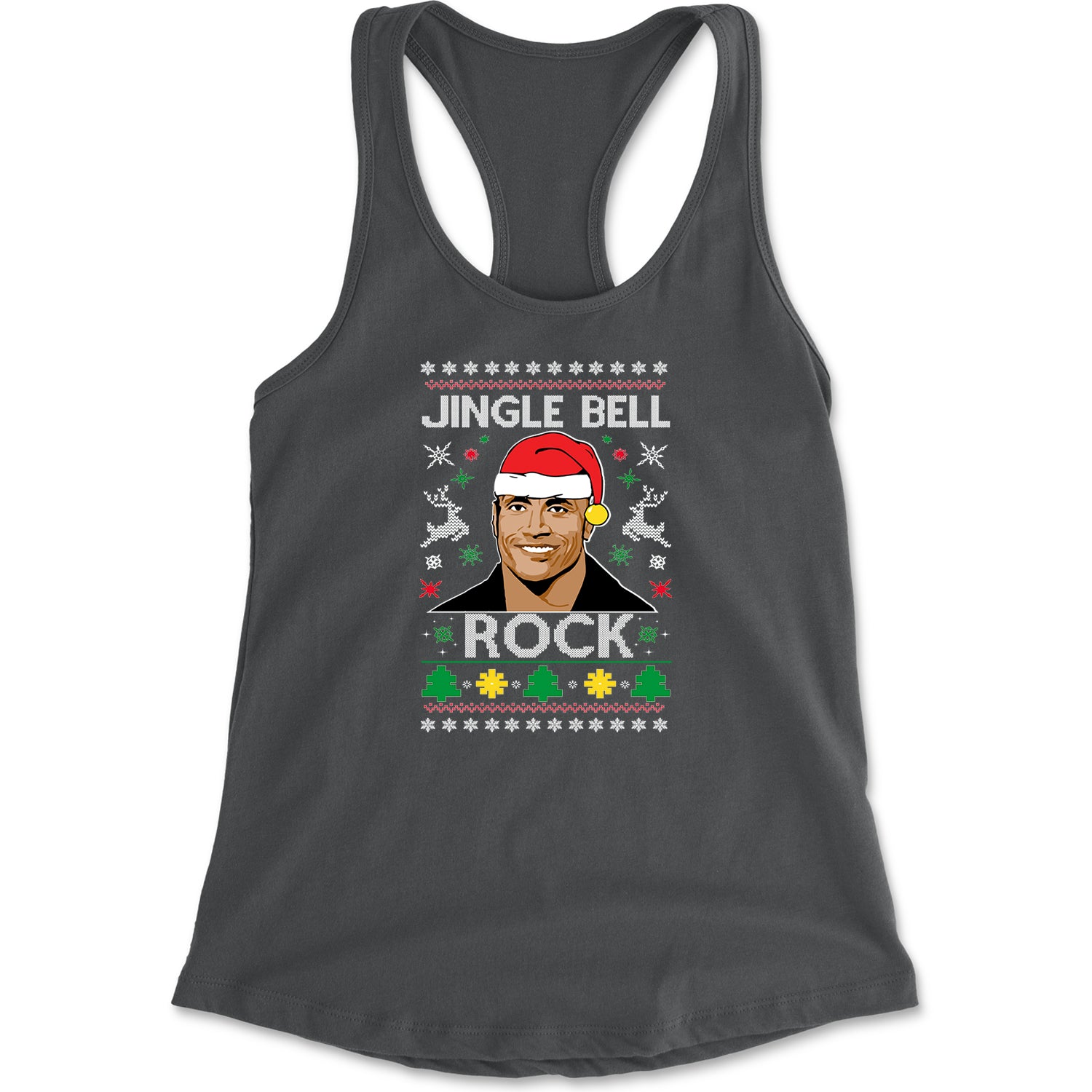 Jingle Bell Rock Ugly Christmas Racerback Tank Top for Women 2018, champ, Christmas, dwayne, johnson, peoples, rock, Sweatshirts, the, Ugly by Expression Tees