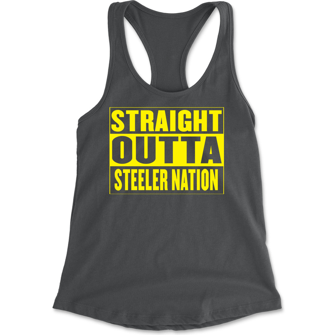 Straight Outta Steeler Nation Football  Racerback Tank Top for Women
