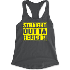 Straight Outta Steeler Nation Football  Racerback Tank Top for Women