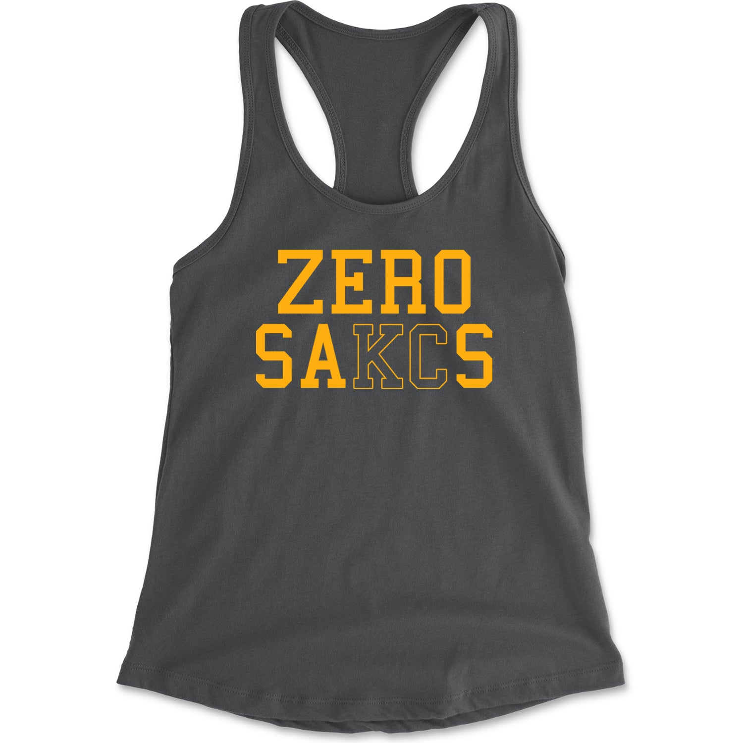 Zero Sacks Kansas City Racerback Tank Top for Women ball, brown, foot, football, kelc, orlando, patrick, sacks, sakcs by Expression Tees