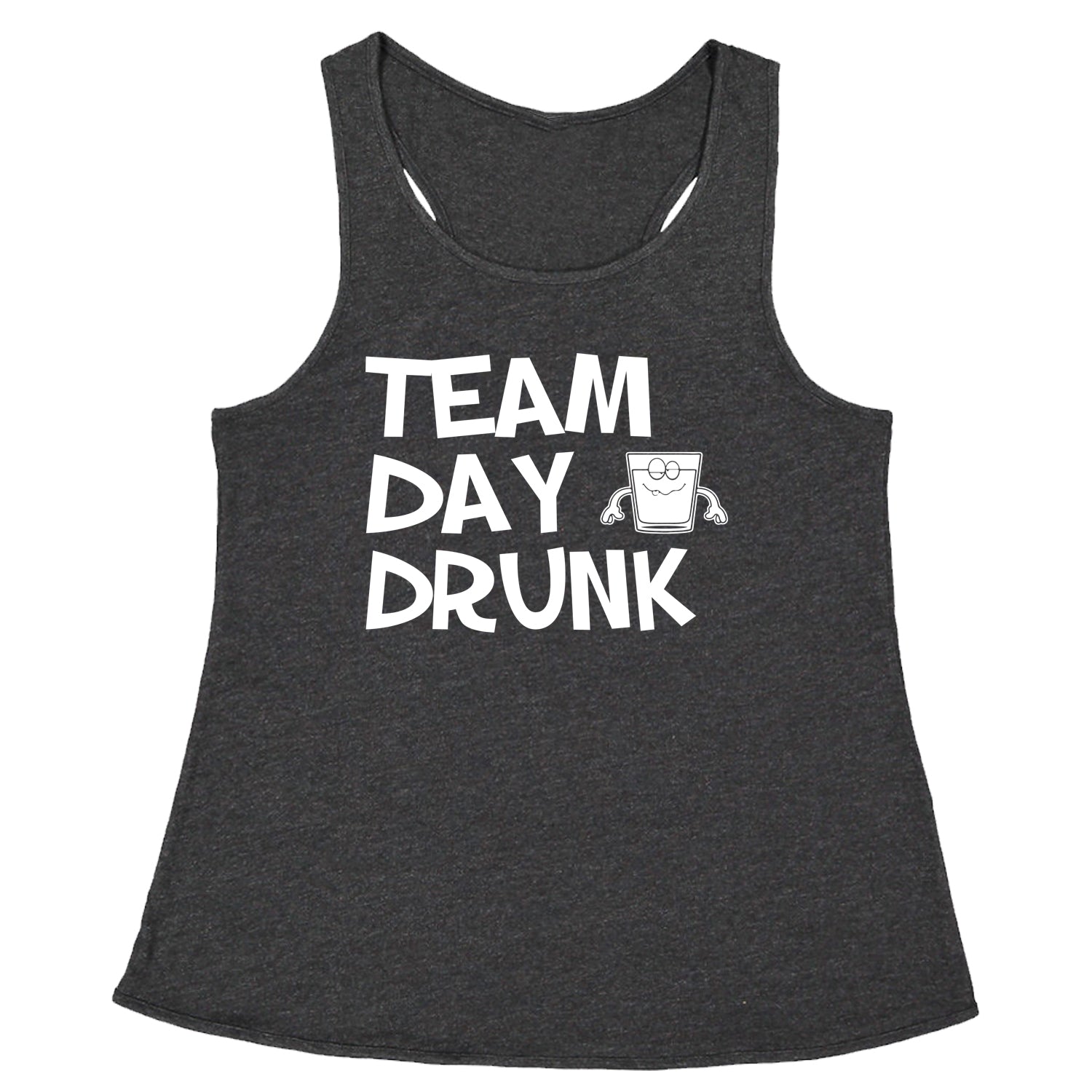 Team Day Drunk Racerback Tank Top for Women beer, day, drinking, fun, funday, shots, Sunday, tatsing, wine by Expression Tees