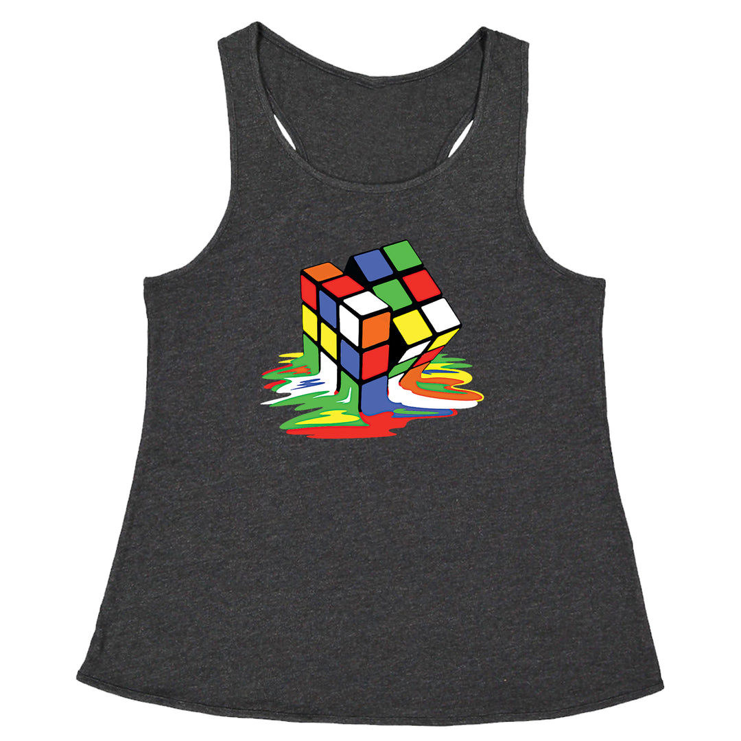 Melting Multi-Colored Cube Racerback Tank Top for Women gamer, gaming, nerd, shirt by Expression Tees