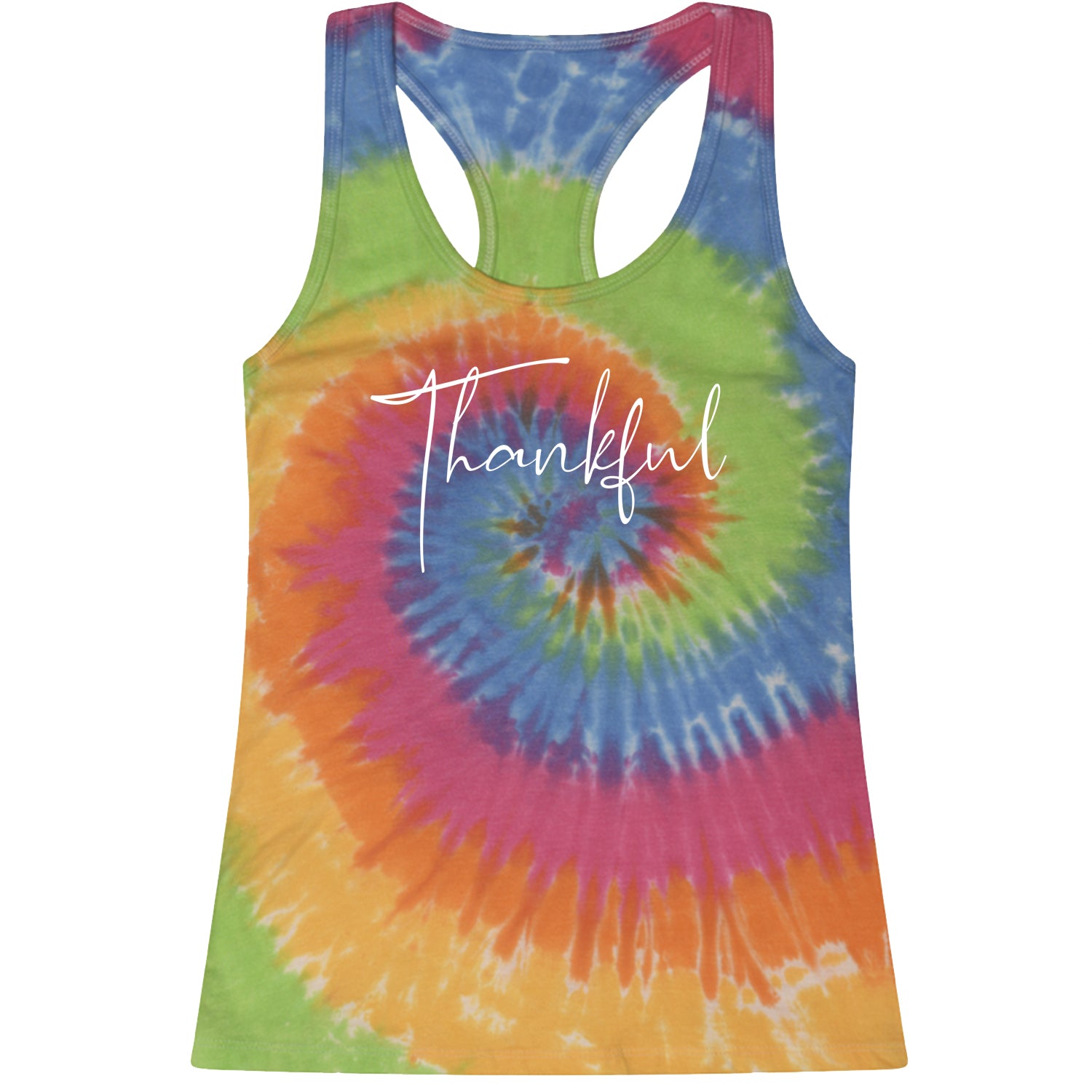 Thankful Racerback Tank Top for Women thanksgiving by Expression Tees