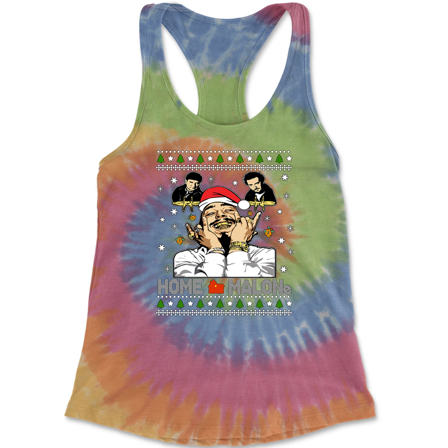Home Malone Ugly Christmas Racerback Tank Top for Women alone, caulkin, home, malone, mcauley, post by Expression Tees