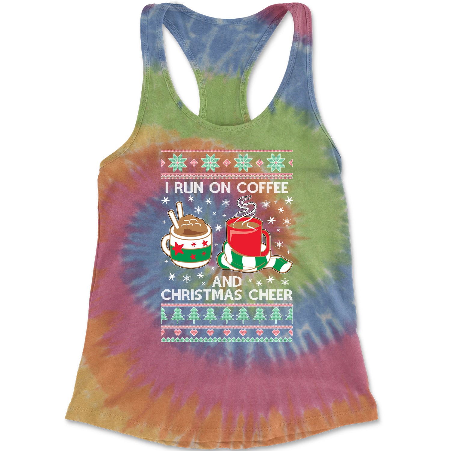 I Run On Coffee And Christmas Cheer Racerback Tank Top for Women christmas, sweater, sweatshirt, ugly by Expression Tees