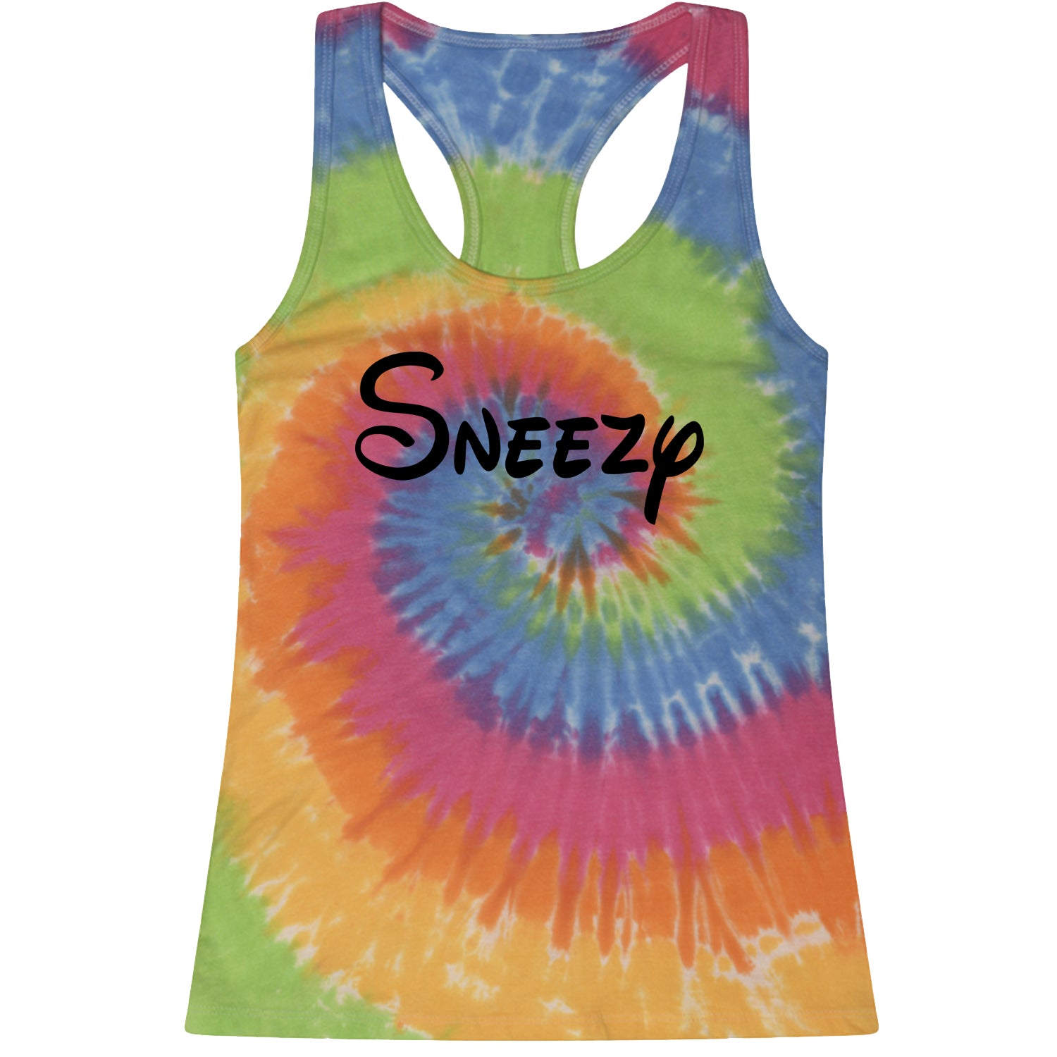 Sneezy - 7 Dwarfs Costume Racerback Tank Top for Women and, costume, dwarfs, group, halloween, matching, seven, snow, the, white by Expression Tees