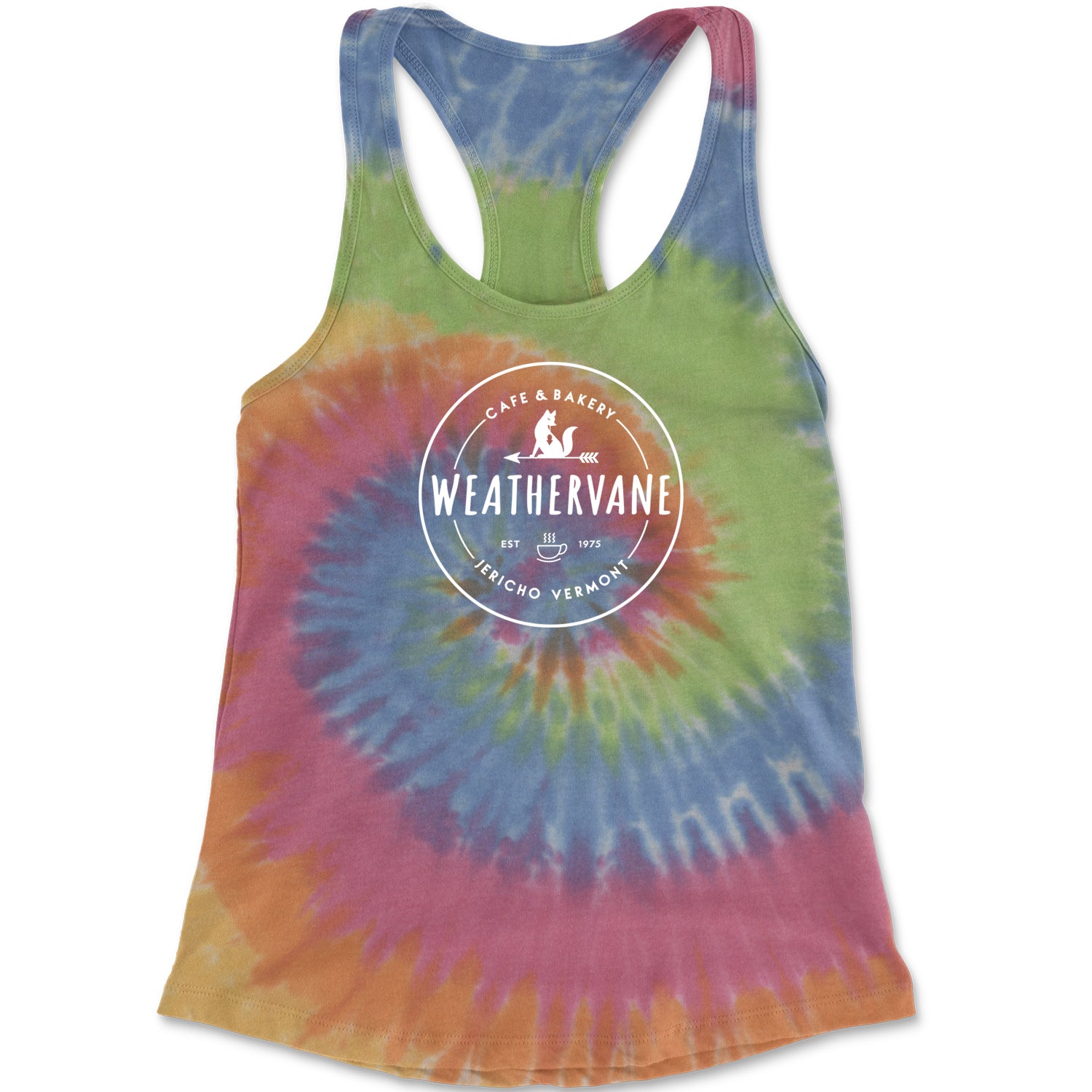 Weathervane Coffee Shop Racerback Tank Top for Women academy, jericho, more, never, vermont, Wednesday by Expression Tees