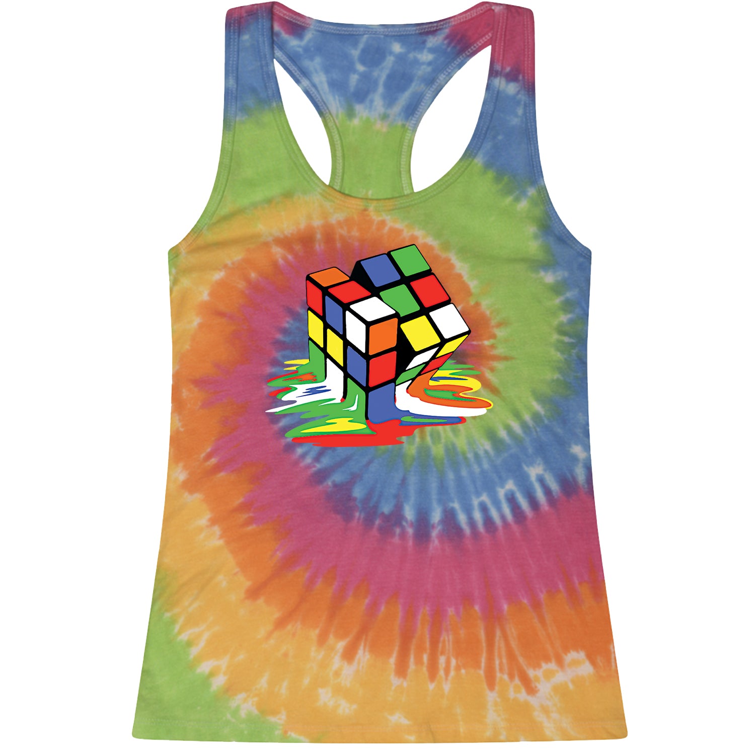 Melting Multi-Colored Cube Racerback Tank Top for Women gamer, gaming, nerd, shirt by Expression Tees
