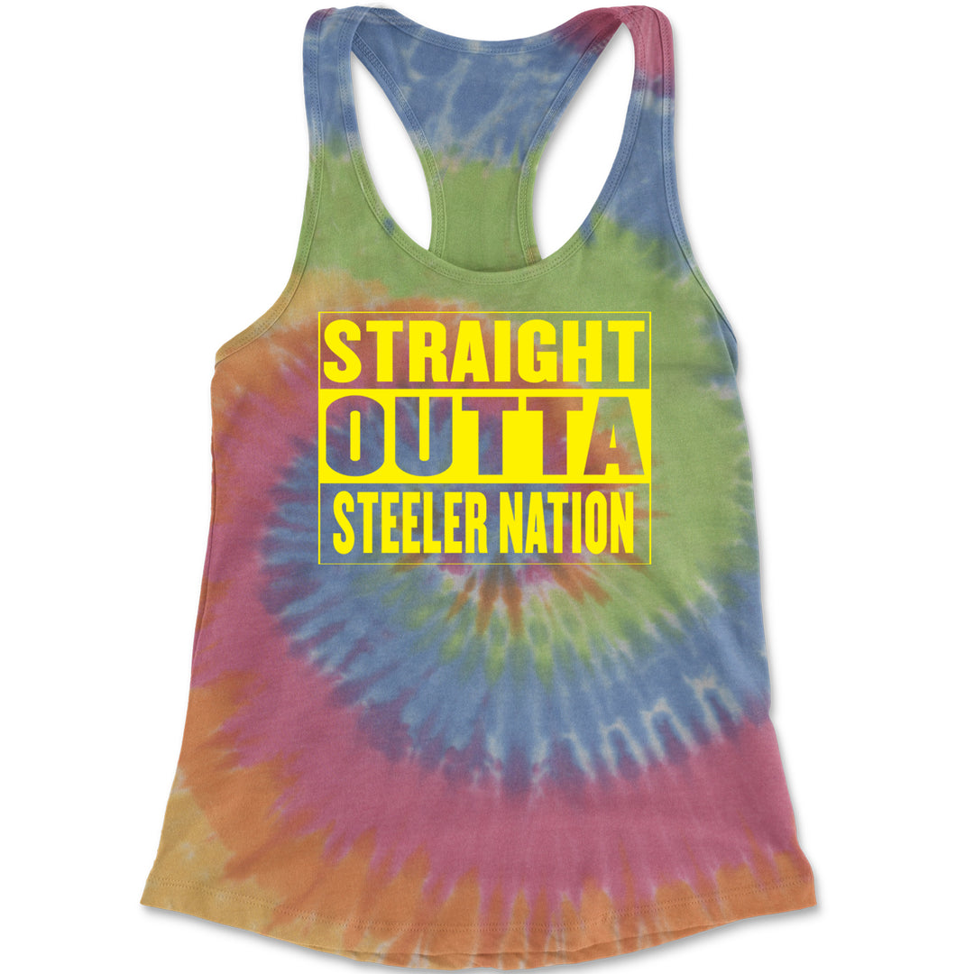 Straight Outta Steeler Nation Football  Racerback Tank Top for Women