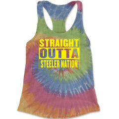 Straight Outta Steeler Nation Football  Racerback Tank Top for Women