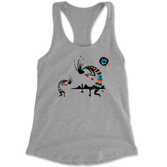 Kokopelli-style Southwestern desert scene illustration printed on a women's lightweight racerback tank top