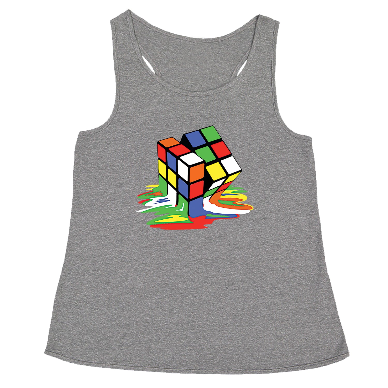 Melting Multi-Colored Cube Racerback Tank Top for Women gamer, gaming, nerd, shirt by Expression Tees