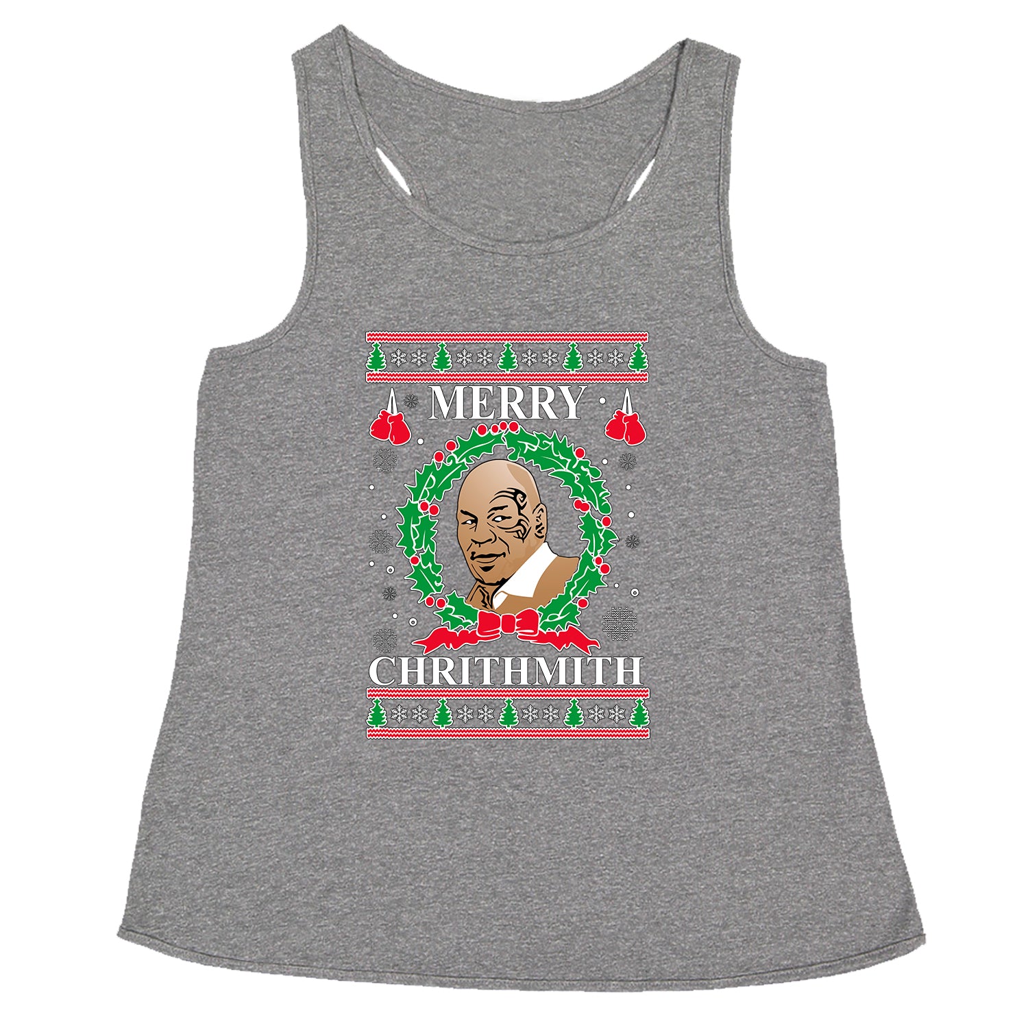 Merry Chrithmith Ugly Christmas Racerback Tank Top for Women christmas, holiday, michael, mike, sweater, tyson, ugly by Expression Tees
