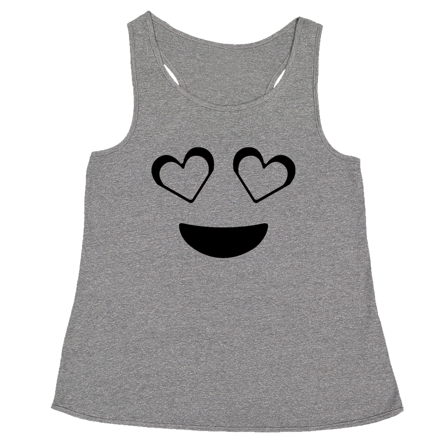 Emoticon Heart Eyes Smile Face Racerback Tank Top for Women cosplay, costume, dress, emoji, emote, face, halloween, Smile, up, yellow by Expression Tees