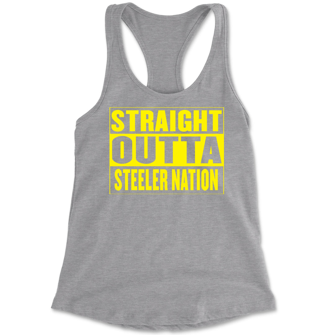 Straight Outta Steeler Nation Football  Racerback Tank Top for Women