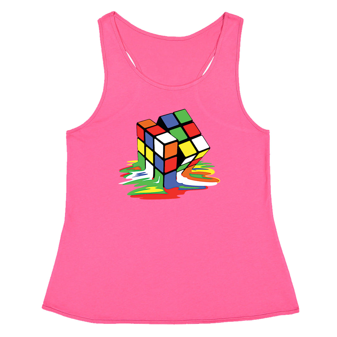 Melting Multi-Colored Cube Racerback Tank Top for Women gamer, gaming, nerd, shirt by Expression Tees